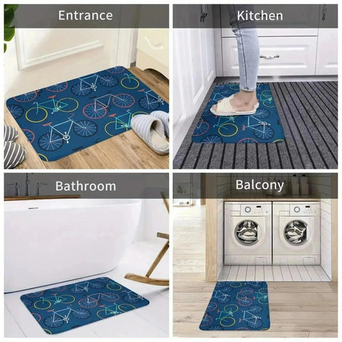 Navak Carpet 1 Stück 3D-Muster Landschaft Fußmatten Küchenteppiche Rutschfeste Pop-Design Badezimmerteppiche Badematte Teppich für Zuhause Waschbecken Wäsche Dekor