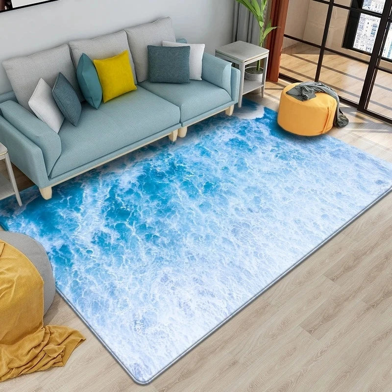 Navak Teppich, Strandwellen, 3D-gedruckte Teppiche für Wohnzimmer, Kinderzimmer, Küchenmatte, Bodenteppiche, moderne Eingangsmatte, Heim- und Badezimmerteppiche