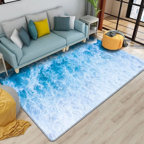 Navak Teppich, Strandwellen, 3D-gedruckte Teppiche für Wohnzimmer, Kinderzimmer, Küchenmatte, Bodenteppiche, moderne Eingangsmatte, Heim- und Badezimmerteppiche