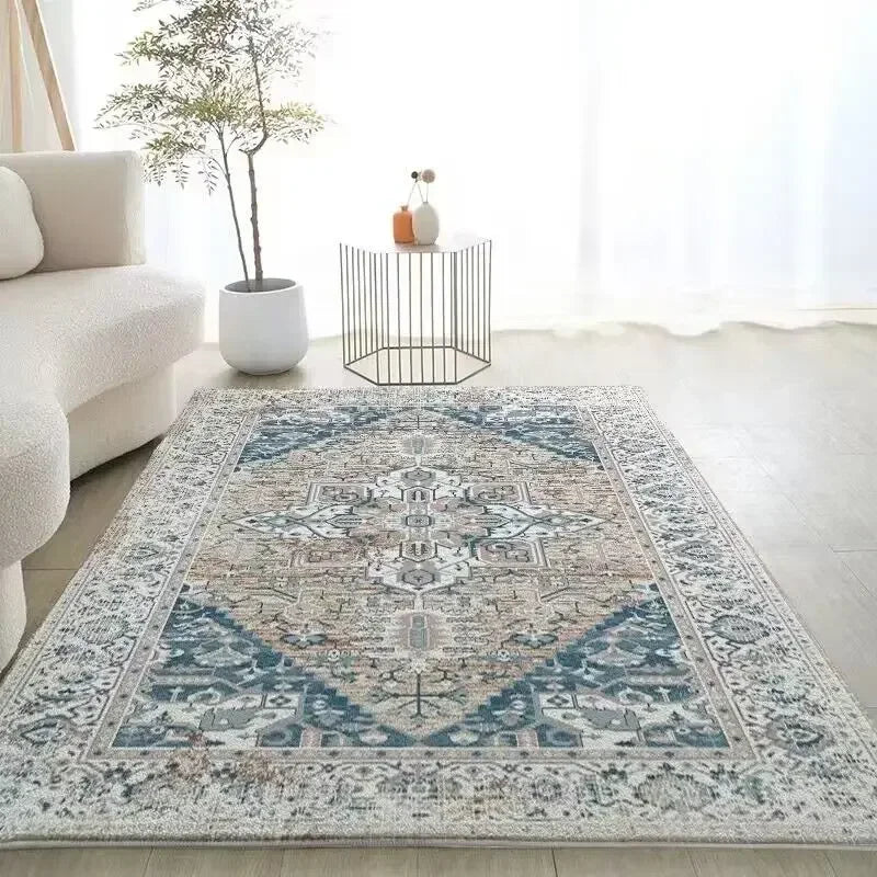 Navak Carpet Retro European Bohemian Carpet Artistic Creative Bedroom Rugs Easy Care Bedside Rug