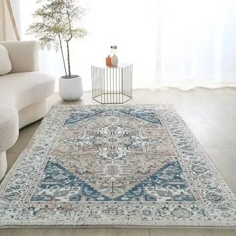Navak Carpet Retro European Bohemian Carpet Artistic Creative Bedroom Rugs Easy Care Bedside Rug