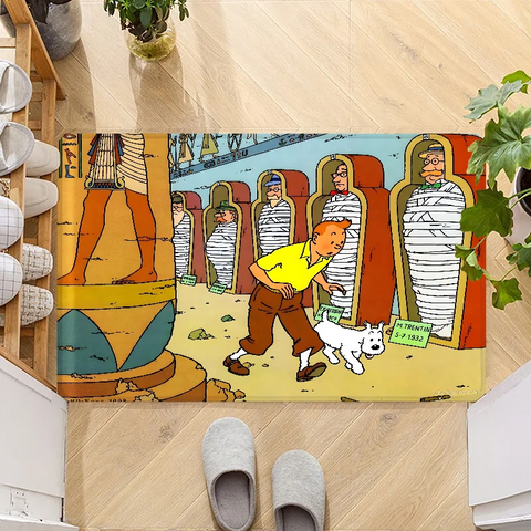 Navak Carpet Fußmatte mit dem Motiv „Die Abenteuer von Tim und Struppi“, rutschfest, waschbar, für Küche, Flur, Badezimmer, Badematten