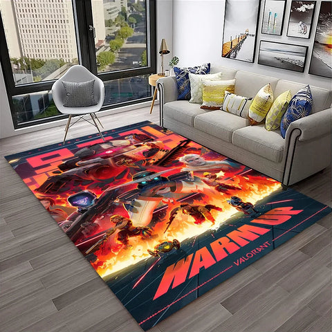Navak Carpet VALORANT Game Gamer Cartoon 3D Carpet Rug for Home Living Room Bedroom Sofa Doormat Decor,kids Play Area Rug Non-slip Floor Mat