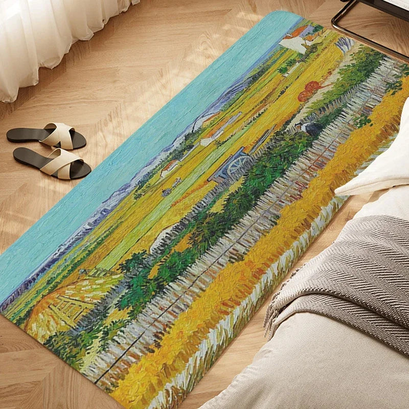 Navak Teppich Schlafzimmerteppich D-Van D-Gogh Kunstteppich für Küche Wohnzimmer Bad Flur Fußmatte Rutschfeste individuelle Fußmatte Eingangstür