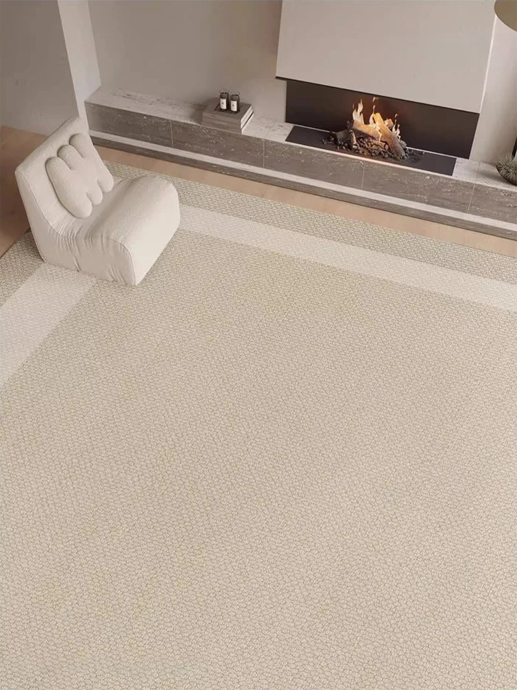 Navak-Teppich, Beige, Hellgrau, Plüschteppich mit elegantem Bordürendesign, weicher, dicker Florteppich für Wohnzimmer, Schlafzimmer, Heimdekoration, großer Teppich