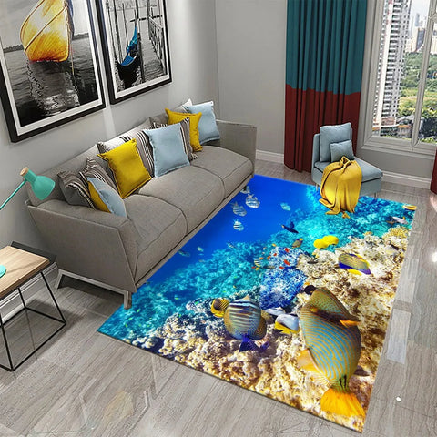 Navak Teppich 3D Hawaiian Meer Ozean Tropische Fische Teppich Wohnzimmer Fisch Tier Muster Kinder Schlafzimmer Weiche Boden Dekor