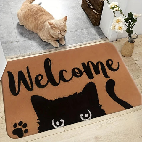 Navak Carpet 1 Packung Katzen-Willkommens-Fußmatten, lustige Katzenmatten für drinnen und draußen, für Eingangsbereich, Veranda, Katzenliebhaber, Frühling/Sommer, Einweihungsgeschenk