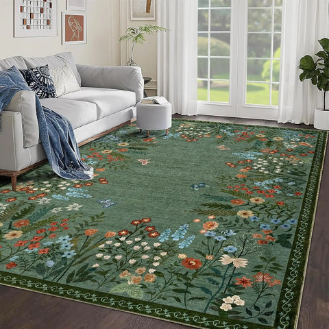 Navak Carpet Boho-Teppiche, waschbar, für den Eingangsbereich, floraler Teppich für das Schlafzimmer, rutschfest, weicher Innenteppich für Wohnzimmer, Küche, Waschküche, Foyer