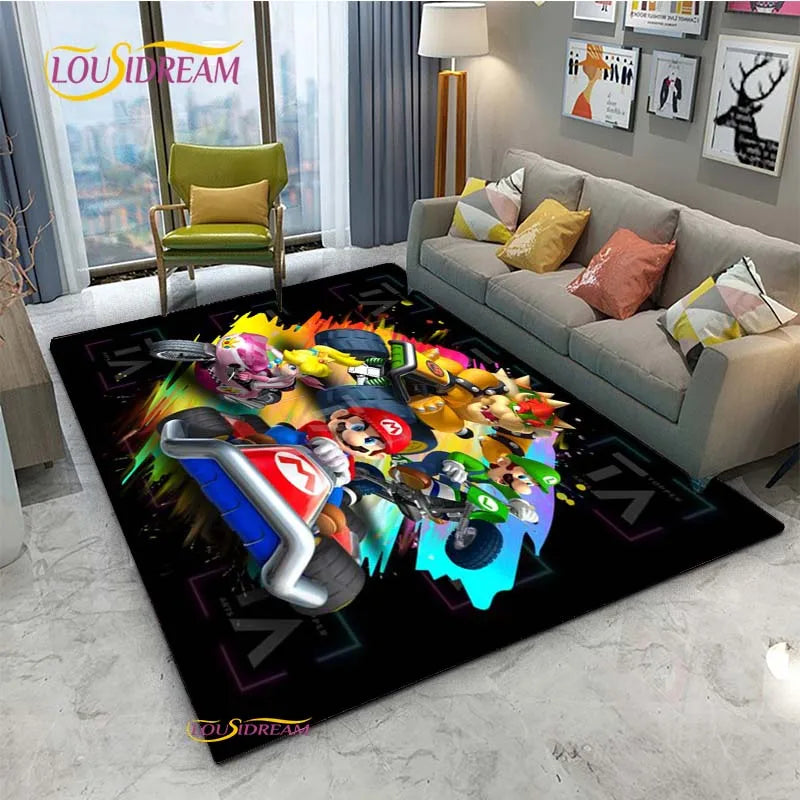 Navak Teppich Mario Cartoon Anime Teppich für Wohnzimmer Schlafzimmer Niedliche Teppiche Tisch Küchentür Kinder Rutschfeste Fußmatten Alfombra Geburtstagsgeschenk