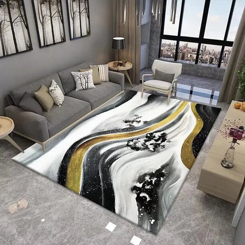 Navak Carpet Teppich mit Marmormuster – weicher Wohnzimmerteppich, rutschfeste, waschbare Bodenmatte für Schlafzimmer, Nachttisch, moderne Wohnkultur