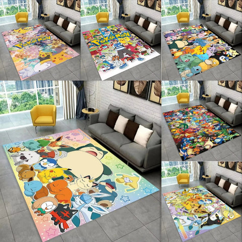 Navak Carpet Daily Picks Lustige Pokemon-Spiel-Cartoon-Bodenmatte für Kinderspielzimmer, Schlafzimmer, Wohnzimmer, weicher Teppich, Spielthema-Teppich, Männerhöhle-Dekor