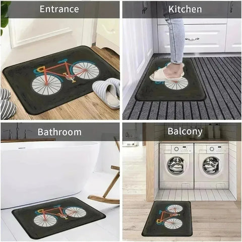 Navak Carpet 1 Stück 3D-Muster Landschaft Fußmatten Küchenteppiche Rutschfeste Pop-Design Badezimmerteppiche Badematte Teppich für Zuhause Waschbecken Wäsche Dekor