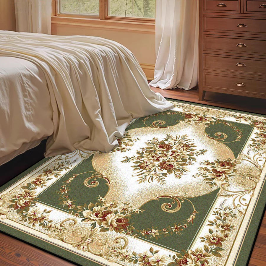 Navak Carpet European Style Green Carpet for Living Room Luxury Decoration Bedroom Bedside Plush Rug Lounge Sofa Non-slip Washable Floor Mat