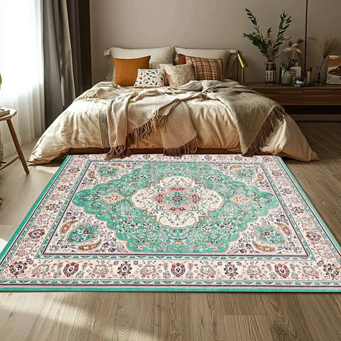 Navak Carpet Beige &amp; Elfenbein, waschbarer Flanell-Teppich, schmutzabweisend und rutschfest, Heimdekor-Teppich, für stark frequentierte Bereiche im Wohnzimmer