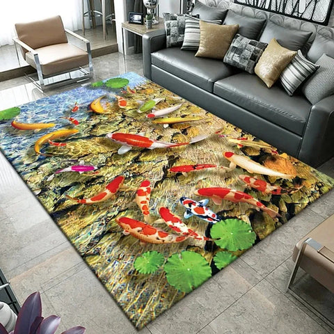 Navak Carpet3D Strand Meer Wellen Muster Teppich Tür Bodenmatte Fisch Fußmatte Rutschfeste Bodenmatte Wohnzimmer Teppich Home Zimmer Schlafzimmer Dekoration