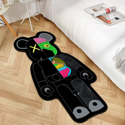Navak Teppich, unregelmäßiger Cartoon-Bearbricks-Teppich, mehrfarbig, Gewaltbär-Teppich für Schlafzimmer, Nachttisch, rutschfest, modisch, für Zuhause, Bodenmatte