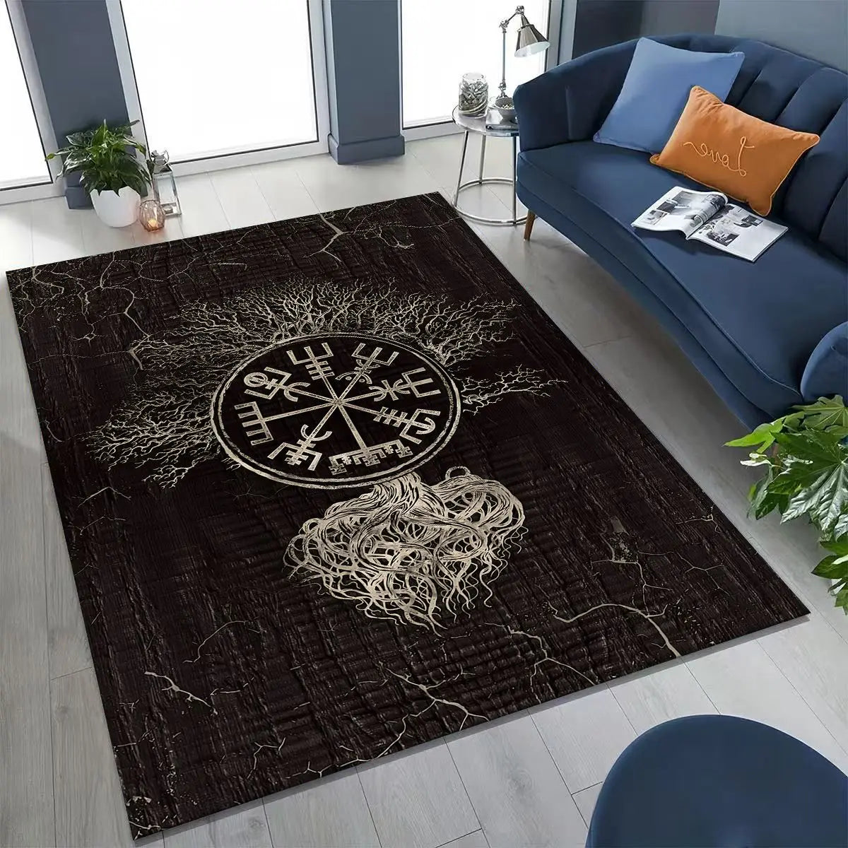 Navak Teppich, nordisches Wikinger-Kriegersymbol, Valhalla, Valknut, Rune, Moto-Teppich für Schlafzimmer, Wohnzimmer, Sofa, Zuhause, Fußmatte, Dekor, rutschfeste Bodenmatte