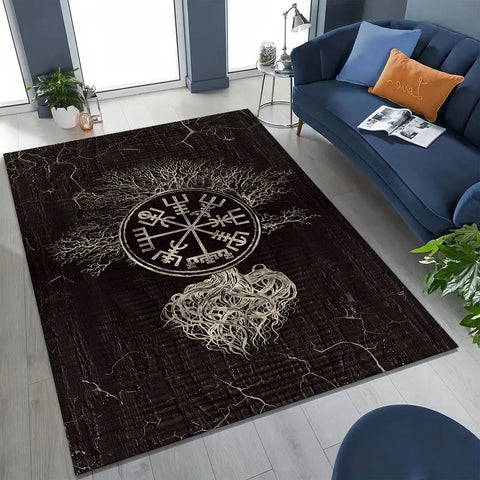 Navak Teppich, nordisches Wikinger-Kriegersymbol, Valhalla, Valknut, Rune, Moto-Teppich für Schlafzimmer, Wohnzimmer, Sofa, Zuhause, Fußmatte, Dekor, rutschfeste Bodenmatte