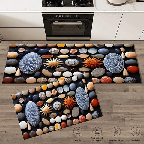 Navak Carpet Hochwertige Fußmatten, saugfähig, rutschfest, für Küche, Eingang, Fußmatte, Kieselstein-Teppich, Teppich, wasserdicht, waschbar, für Wohnzimmer, Steine, Matte