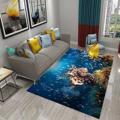 Navak Teppich 3D Hawaiian Meer Ozean Tropische Fische Teppich Wohnzimmer Fisch Tier Muster Kinder Schlafzimmer Weiche Boden Dekor