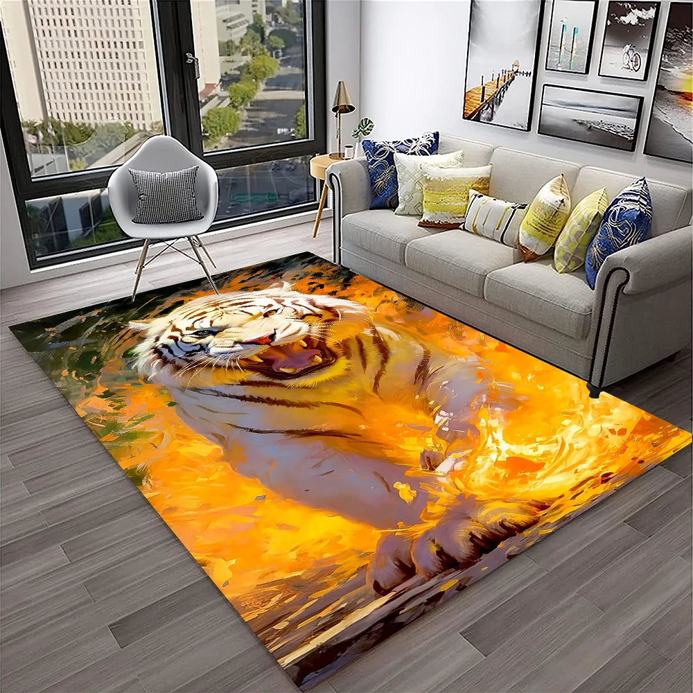 Navak Carpet 3D-Traumtiger, Tier-Cartoon-Teppich für Zuhause, Wohnzimmer, Schlafzimmer, Sofa, Fußmatte, Dekoration, Kinderspielbereich, rutschfeste Bodenmatte