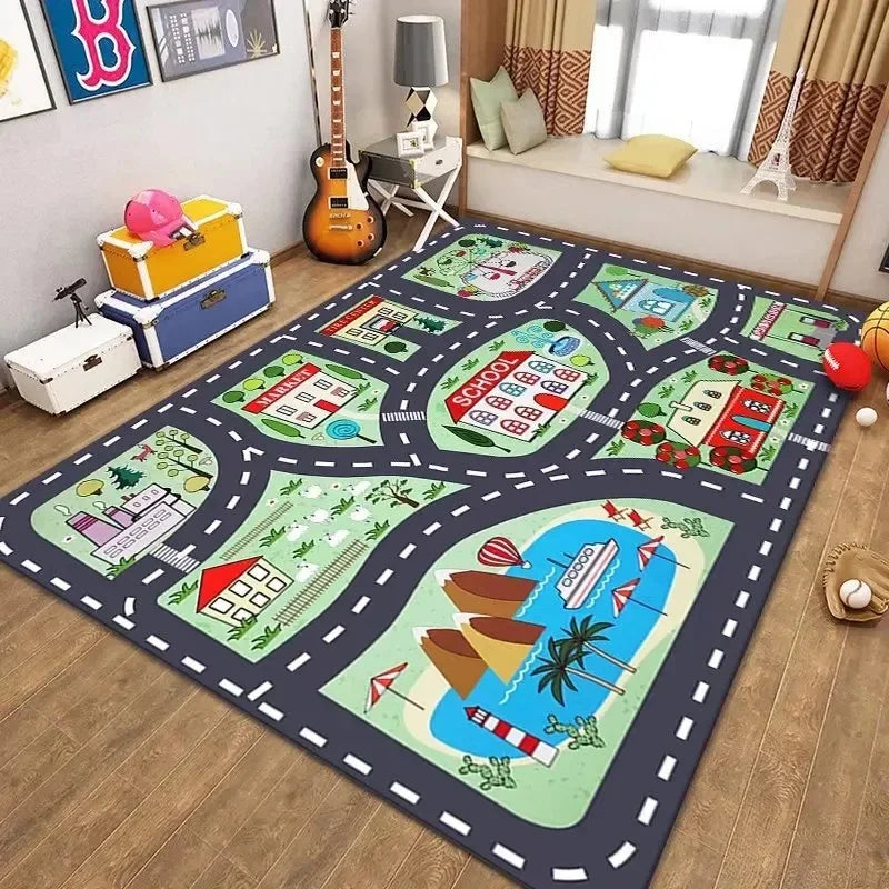 Navak Teppich, Parkplatz, Kinder-Krabbelteppiche für Wohnzimmer, Dekoration, Kinderzimmer, Heimdekoration, Sofa-Teppich, rutschfester Teppich, Bodenmatte