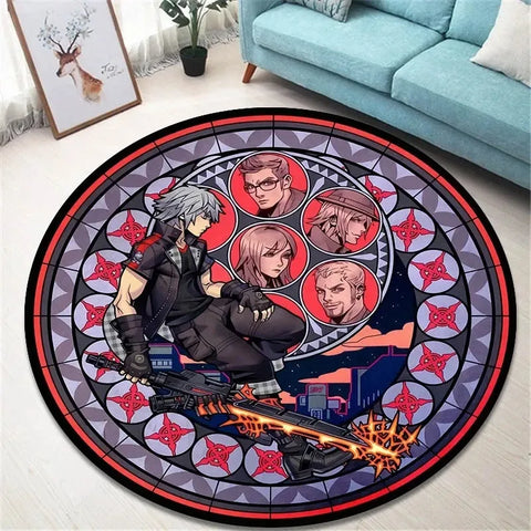 Navak Carpet Daily Picks Kingdom Hearts Cartoon-Teppich, runde Bodenmatte, Wohnzimmerteppich, Badezimmer, Küchenteppich, Fußmatte, rutschfeste Bodenmatte