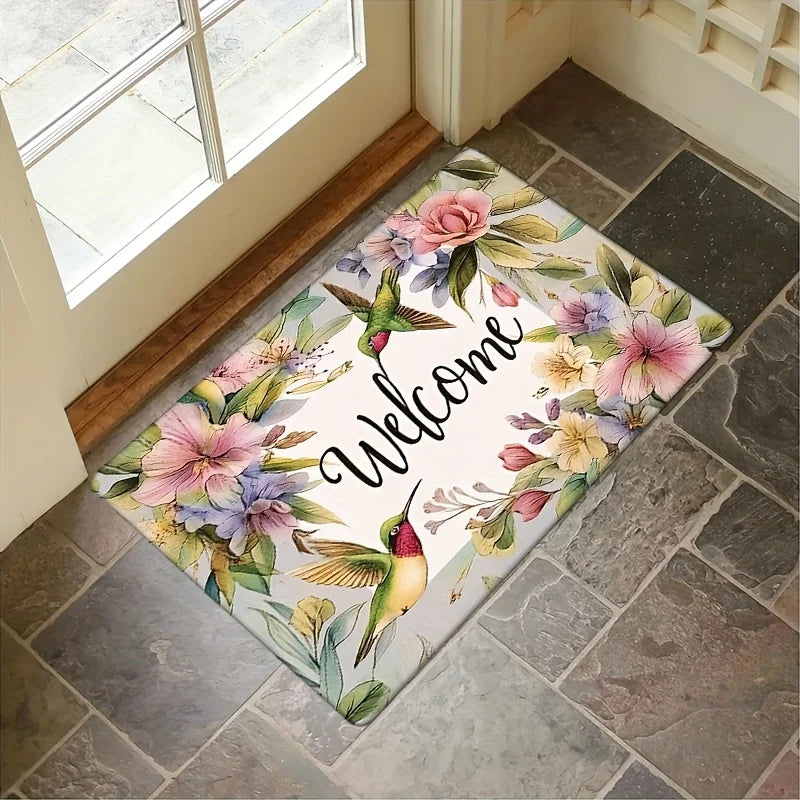 Navak Carpet 1 Stück Fußmatte mit Elsterblumenmotiv, maschinenwaschbar, Polyestergewebe, rutschfest, geeignet für Schlafzimmer, Wohnzimmer, Eingang