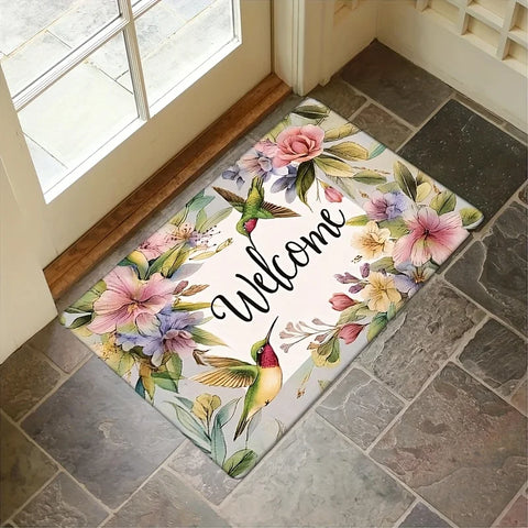 Navak Carpet 1 Stück Fußmatte mit Elsterblumenmotiv, maschinenwaschbar, Polyestergewebe, rutschfest, geeignet für Schlafzimmer, Wohnzimmer, Eingang