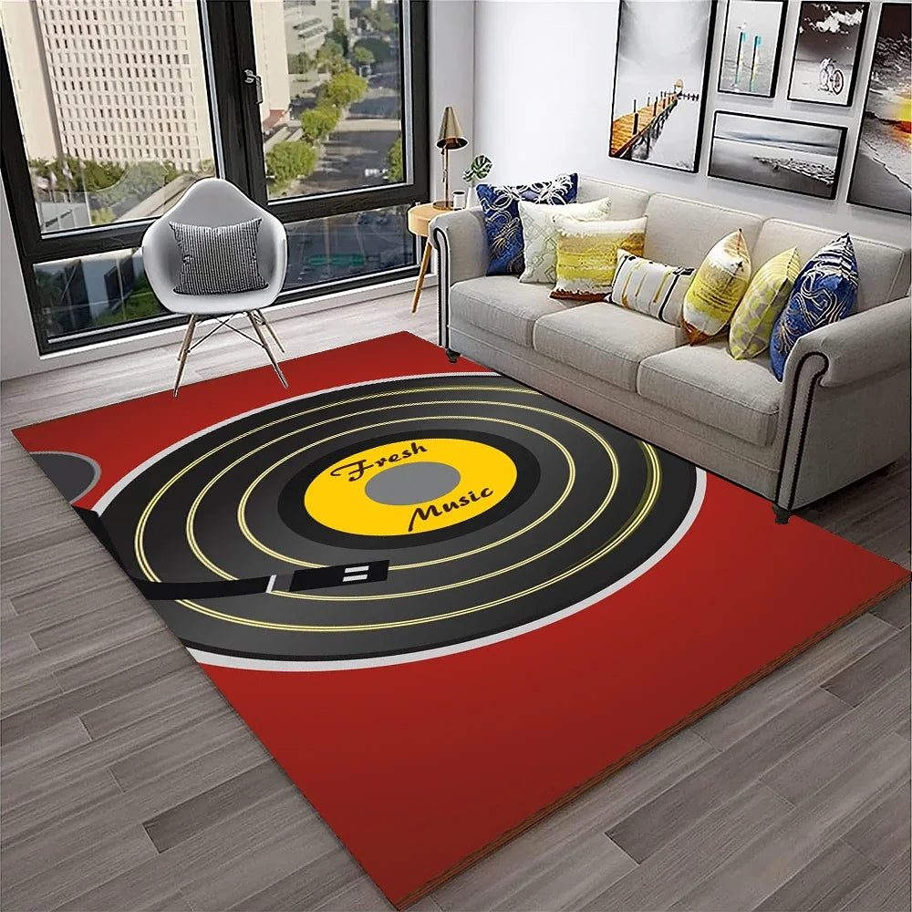 Navak Teppich, 3D-Retro-Vinyl-Schallplatte, Musikkunst, Teppich für Zuhause, Wohnzimmer, Schlafzimmer, Sofa, Fußmatte, Dekoration, Kinderspielbereich, rutschfeste Bodenmatte
