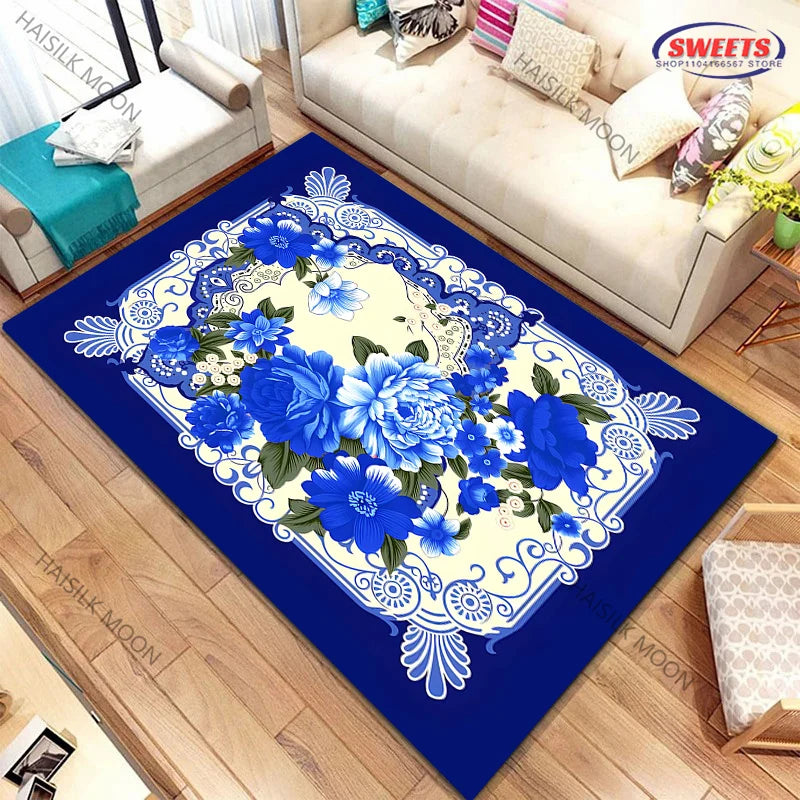 Navak Carpet 1PC Royal Luxury Style Flowers Printed Carpet Living Room Bedroom Sofa Office Large Area Decorative Mat Multi-Size Luxury Gifts