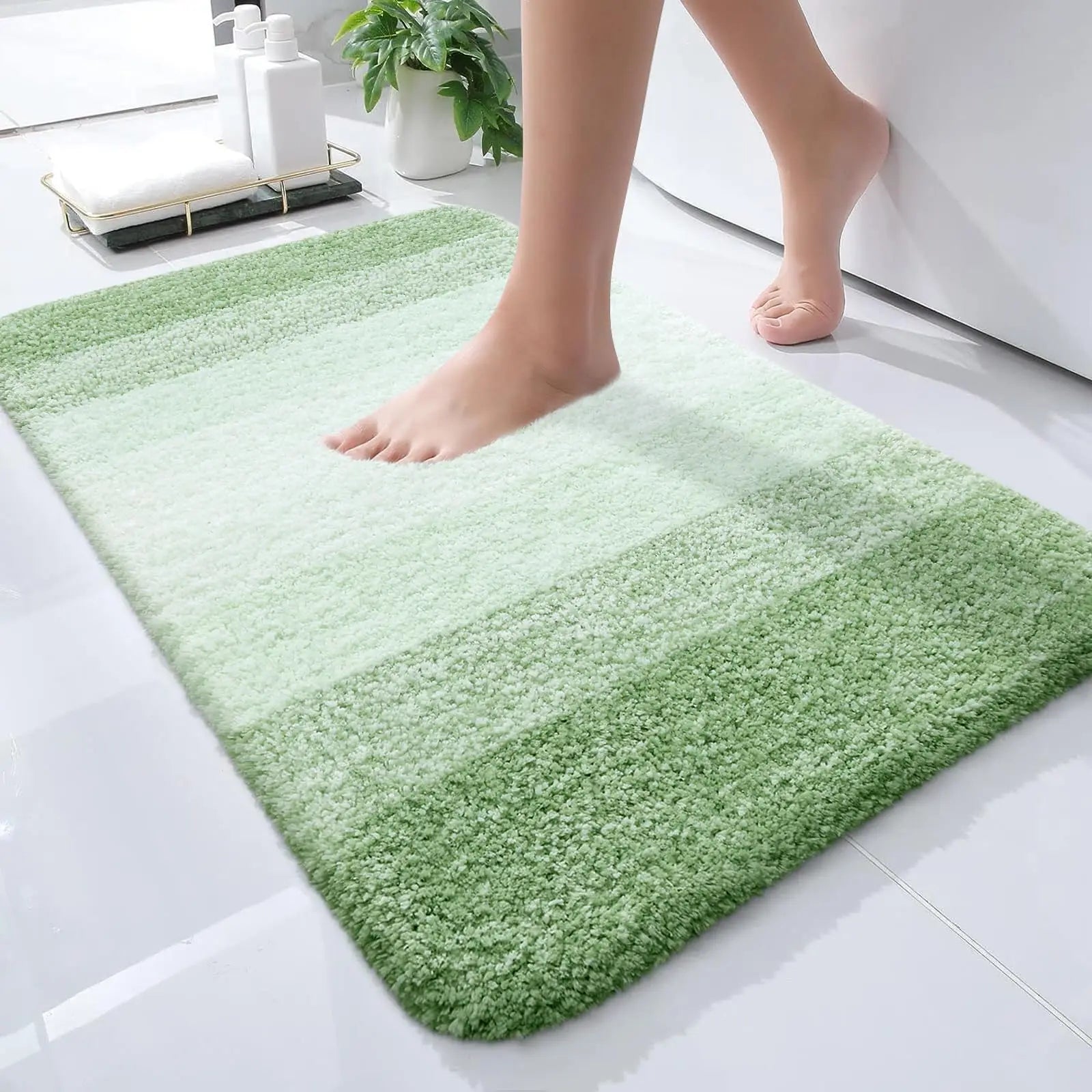 Navak Carpet Kitinjoy Badezimmerteppich, extra weich, saugfähig, Mikrofaser, rutschfest, Plüsch, zottelig, maschinenwaschbar, Badezimmerteppich