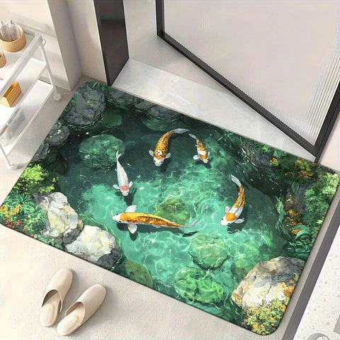 Navak Carpet 1 Stück 3D-Muster Landschaft Fußmatten Küchenteppiche Rutschfeste Pop-Design Badezimmerteppiche Badematte Teppich für Zuhause Waschbecken Wäsche Dekor