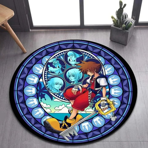Navak Carpet Daily Picks DISNEY Kingdom Hearts Cartoon-Muster Bereich Teppich Runde Bodenmatte Kind Wohnzimmer Teppich Badezimmer Küche Fußmatte Dekorieren