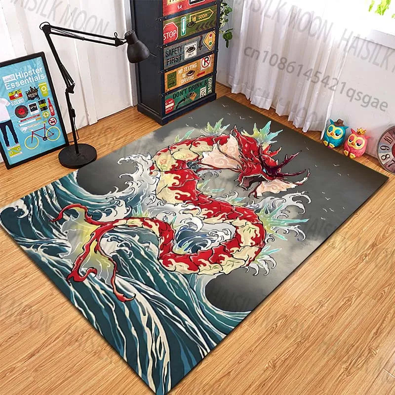 Navak Carpet 1PC Pokémon Gyarados Print Carpet Rug for Living Room Bedroom Sofa Decor Kids Play Home Area Rug Non-slip Mat Game Room Rugs