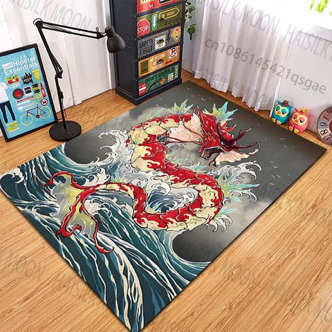 Navak Carpet 1PC Pokémon Gyarados Print Carpet Rug for Living Room Bedroom Sofa Decor Kids Play Home Area Rug Non-slip Mat Game Room Rugs