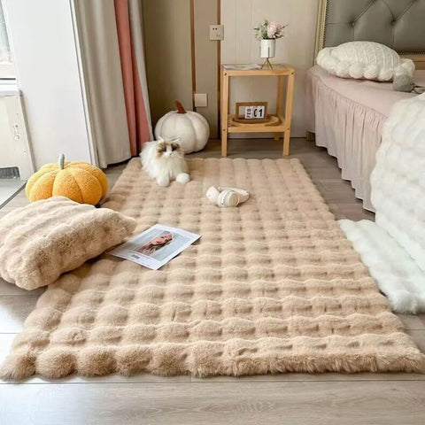 Navak Teppich, 1 Stück, Bubble-Plüsch-Teppich für Heimdekoration, Kaninchenhaar-Imitation, Balkonkissen, Kinder, Wohnzimmer, Kunstpelz, Teppich, Mädchen, Schlafzimmer, Fußmatte