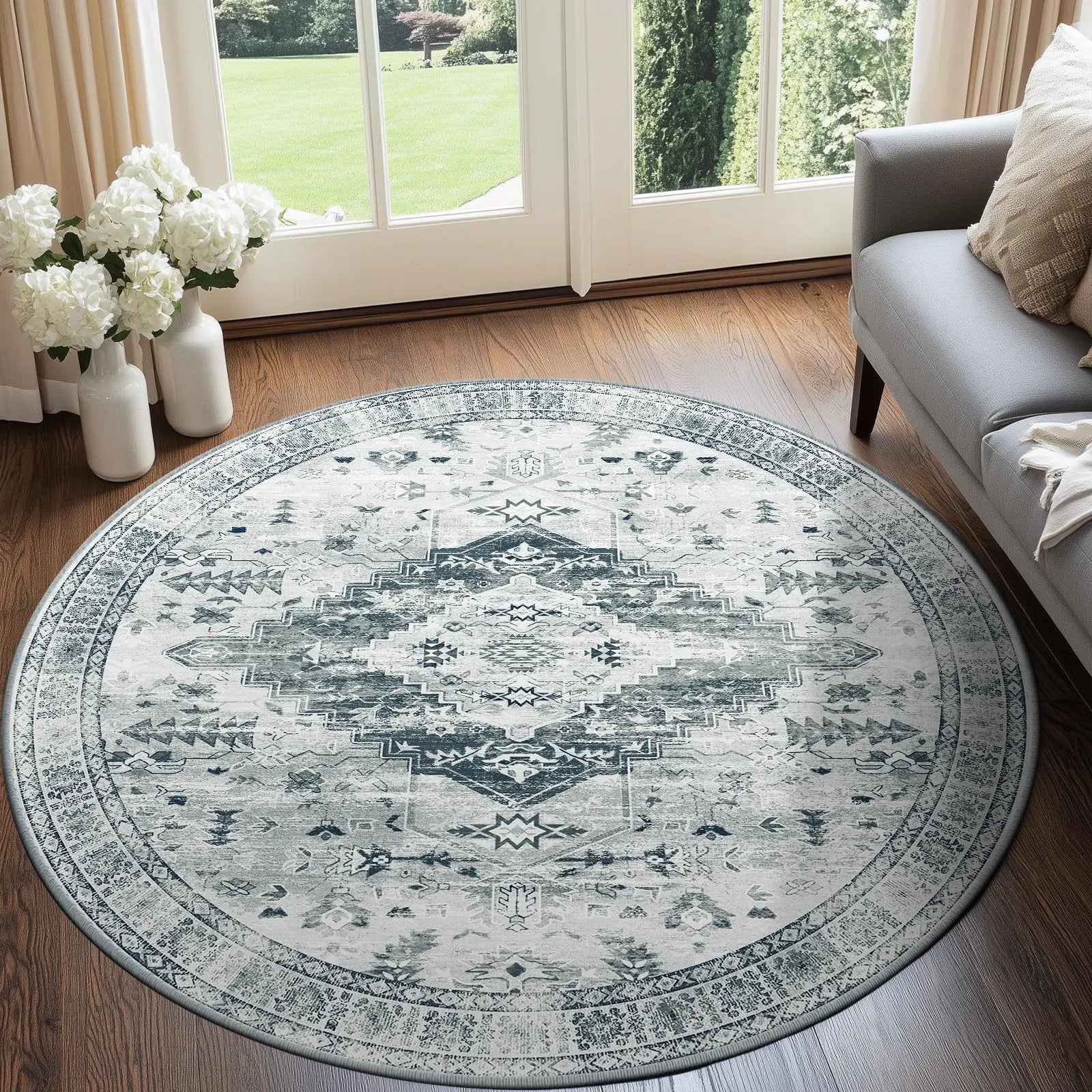 Navak Teppich, Bereich Teppich für Wohnzimmer, waschbare Teppiche, kein Flor, Teppich für Eingangsbereich, Schlafzimmer, Esszimmer, Spielzimmer, Vintage-Boho-Teppich