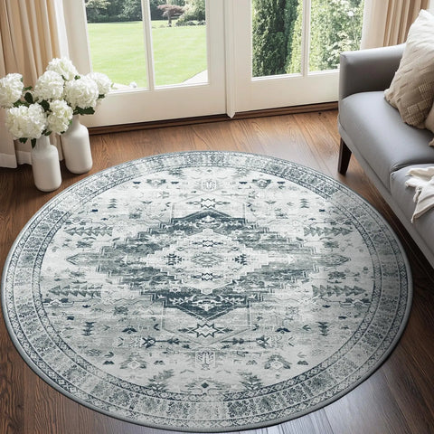Navak Teppich, Bereich Teppich für Wohnzimmer, waschbare Teppiche, kein Flor, Teppich für Eingangsbereich, Schlafzimmer, Esszimmer, Spielzimmer, Vintage-Boho-Teppich