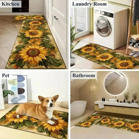 Navak Carpet 1 Stück Küchenteppich mit Zitronenmuster, rutschfeste Fußmatten, Pop-Art-Design, Wohnzimmerteppich, Badematte, Teppich für Zuhause, Waschbecken, Wäschedekor