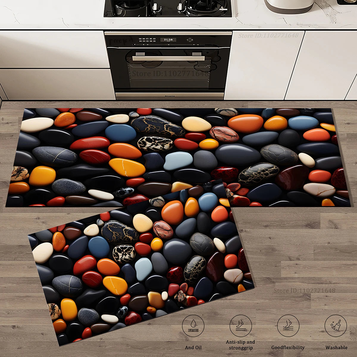 Navak Carpet Hochwertige Fußmatten, saugfähig, rutschfest, für Küche, Eingang, Fußmatte, Kieselstein-Teppich, Teppich, wasserdicht, waschbar, für Wohnzimmer, Steine, Matte