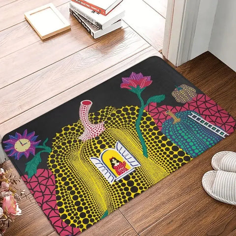 Navak Carpet Custom Yayoi Kusama Abstrakte Malerei Fußmatte Rutschfeste Eingangsbereich Badezimmer Küche Tür Bodenmatte Garage Teppich Fußpolster