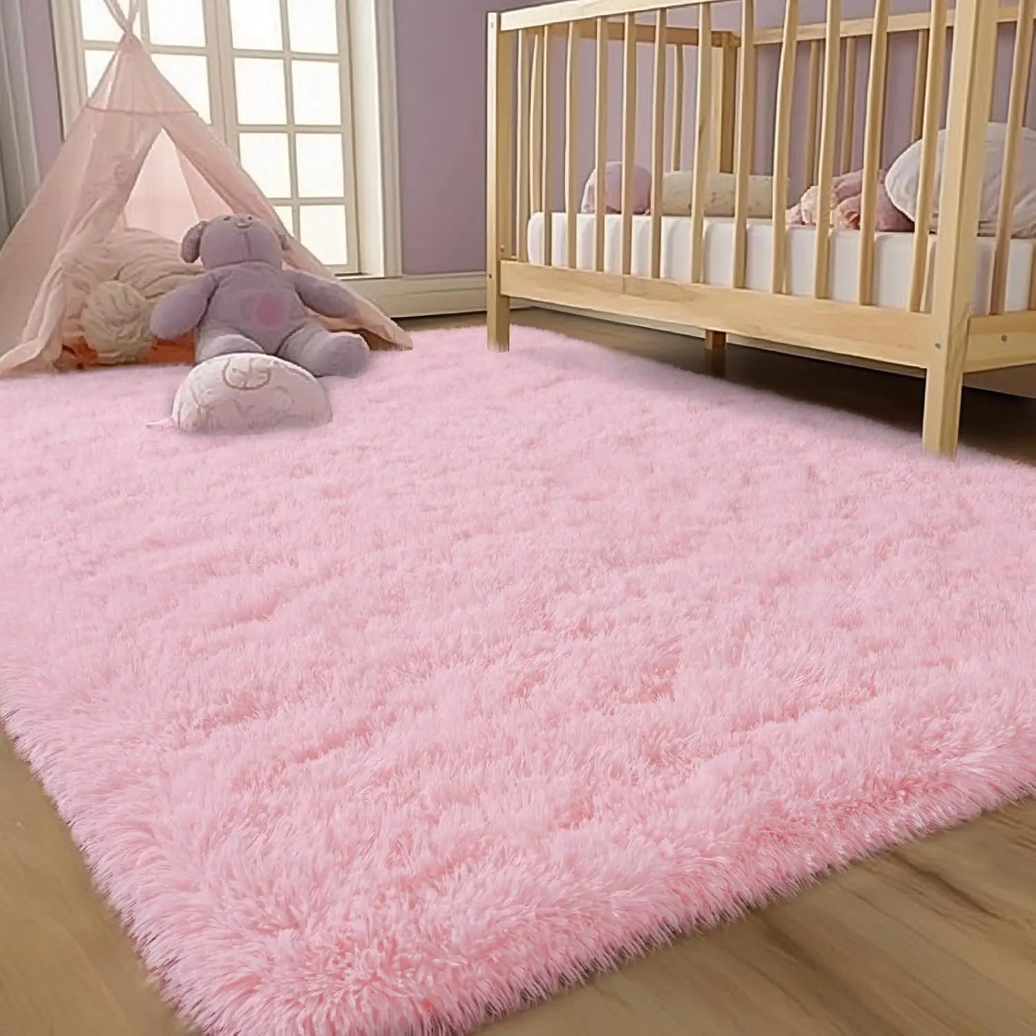 Navak Teppich, flauschiger Teppich für den Innenbereich, weicher Plüschteppich für das Wohnzimmer, rutschfester, langlebiger Teppich für Mädchenschlafzimmer, Kinderzimmerteppiche