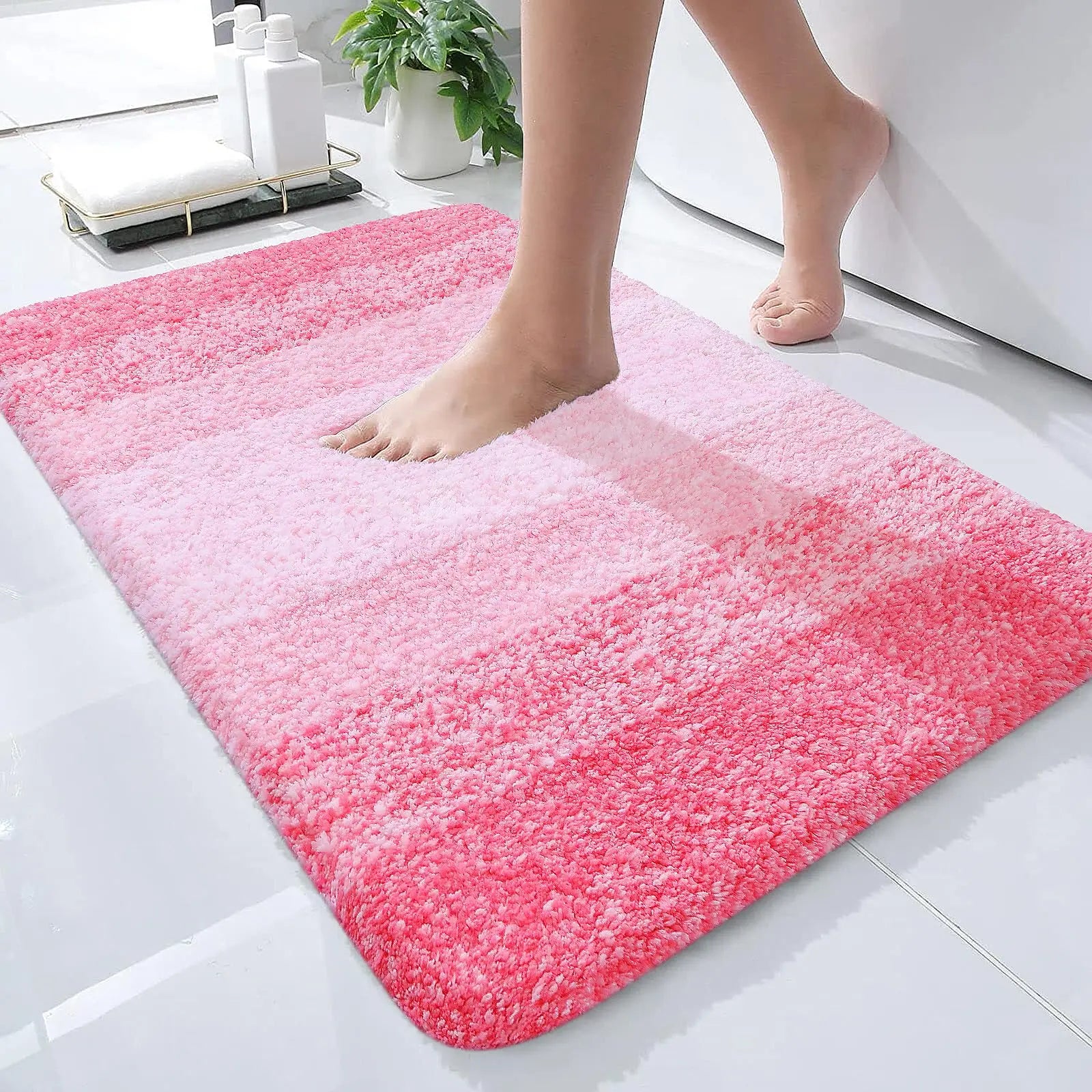 Navak Carpet Kitinjoy Badezimmerteppich, extra weich, saugfähig, Mikrofaser, rutschfest, Plüsch, zottelig, maschinenwaschbar, Badezimmerteppich