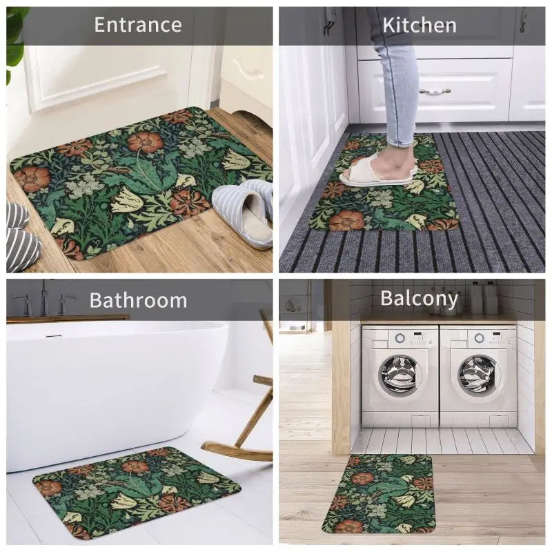Navak Teppich Custom William Morris Compton Floral Jugendstil Muster Fußmatte Bad Tür Bodenmatte Textil Muster Toilette Teppich Teppich Footpad