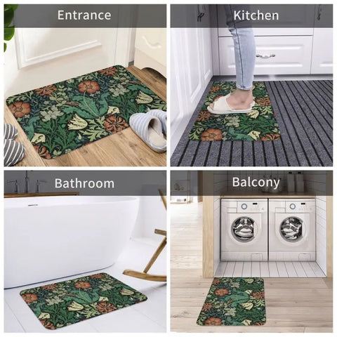Navak Teppich Custom William Morris Compton Floral Jugendstil Muster Fußmatte Bad Tür Bodenmatte Textil Muster Toilette Teppich Teppich Footpad