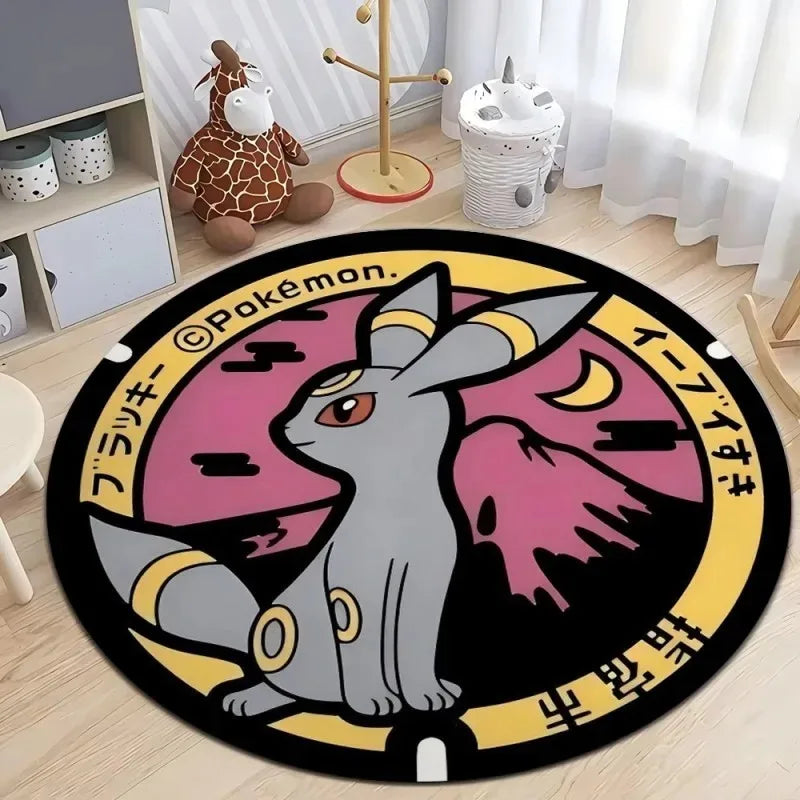 Navak Carpet Daily Picks Disney Japan Anime Pokemon Round Floor Mat Living Room Sofa Bedroom Rug Cute Non-Slip Machine Washable Carpet Home Decor