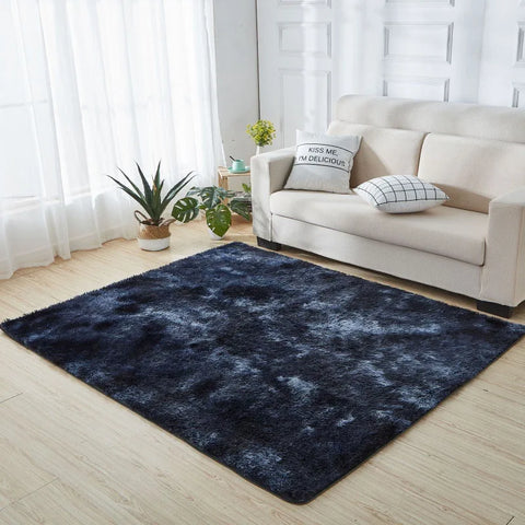 Navak Teppich, weicher, langer Plüschteppich für Schlafzimmer, Wohnzimmer, flauschige Teppichmatten mit Farbverlauf, Batik-Bodenteppiche, Erkerfenster, Heimdekoration