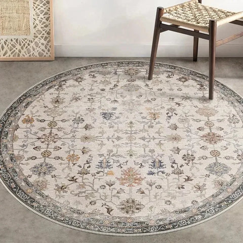 Navak Carpet Exclusive Picks Bohemian Retro Runder Schlingenflor-Teppich – Runder Vintage-Teppich für Couchtisch, Sofa und Schlafzimmer, rutschfest, Heimdeko