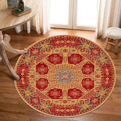 Navak Carpet Vikama Crystal round boho living room carpet ethnic style full cover bedroom study floor mat home rocking chair non-slip carpet